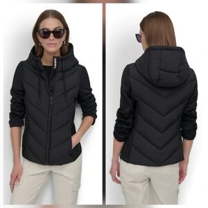 NWOT DKNY Black Light Weight Puffer Coat Size M